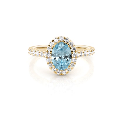 Prong Setting Aquamarine Halo Engagement Ring