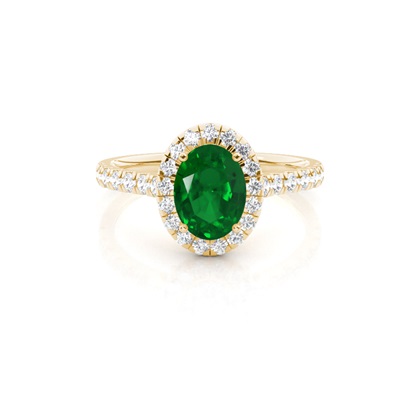 Prong Setting Emerald Halo Engagement Ring