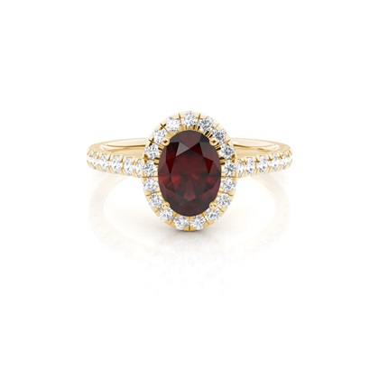 Prong Setting Garnet Halo Engagement Ring