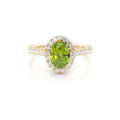 Prong Setting Peridot Halo Engagement Ring