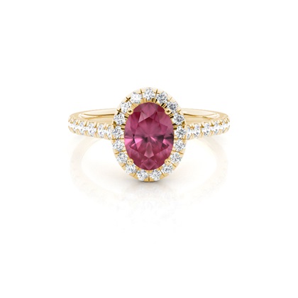 Prong Setting Pink Tourmaline Halo Engagement Ring