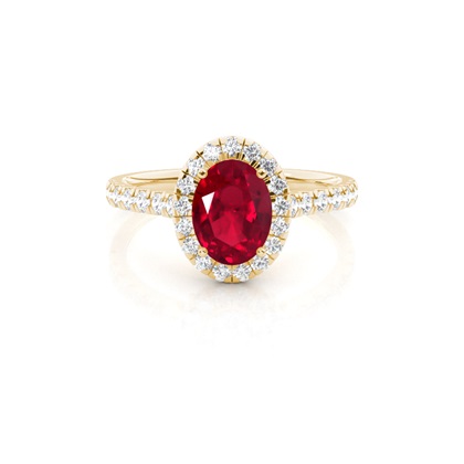 Prong Setting Ruby Halo Engagement Ring