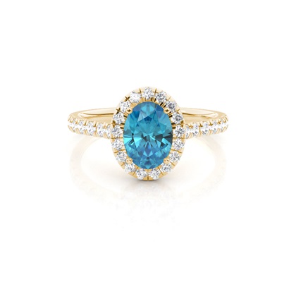Prong Setting Topaz Halo Engagement Ring