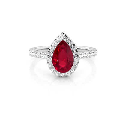 Pear Ruby Diamond Engagement Rings