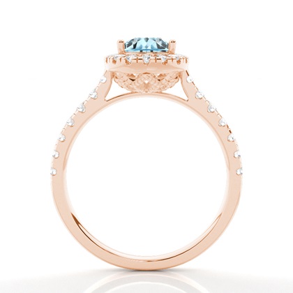 Aquamarin-Halo-Verlobungsring In Krappenfassung