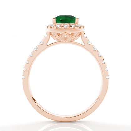 Smaragd-Halo-Verlobungsring In Krappenfassung