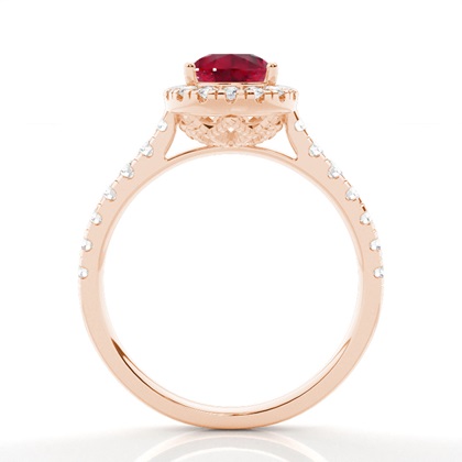 Rubin-Halo-Verlobungsring In Krappenfassung