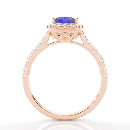 Krappenfassung Tansanit Halo-Verlobungsring