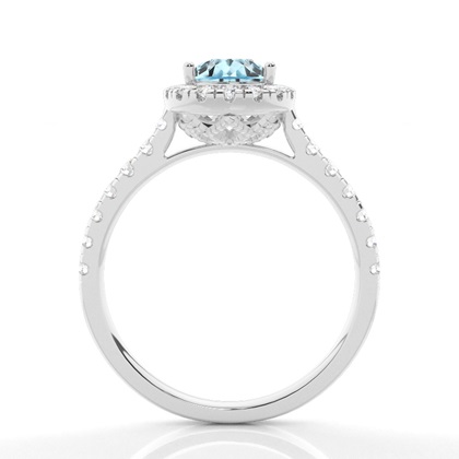 Aquamarin-Halo-Verlobungsring In Krappenfassung
