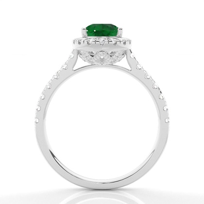 Smaragd-Halo-Verlobungsring In Krappenfassung