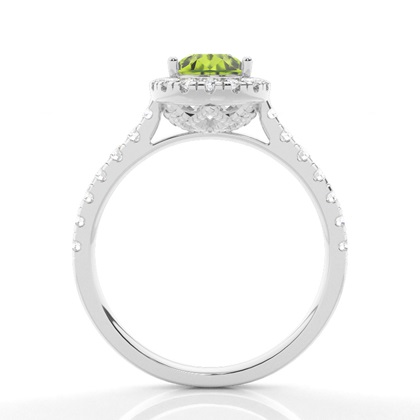 Peridot Halo Verlobungsring In Krappenfassung