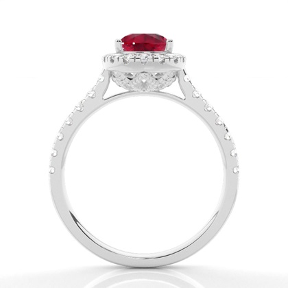 Rubin-Halo-Verlobungsring In Krappenfassung