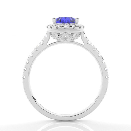 Krappenfassung Tansanit Halo-Verlobungsring