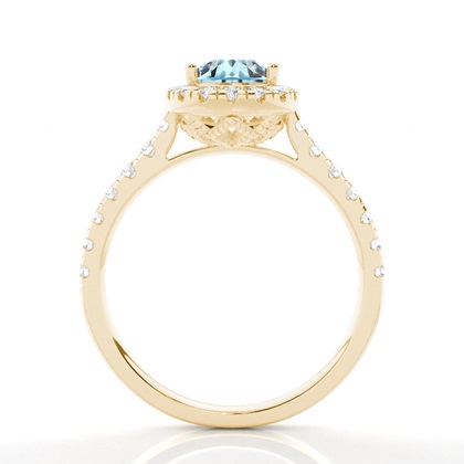 Aquamarin-Halo-Verlobungsring In Krappenfassung