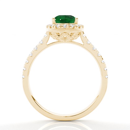 Smaragd-Halo-Verlobungsring In Krappenfassung