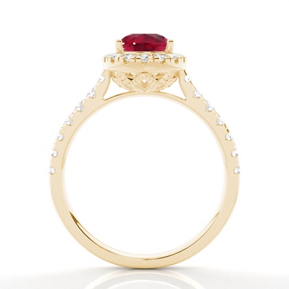 Rubin-Halo-Verlobungsring In Krappenfassung