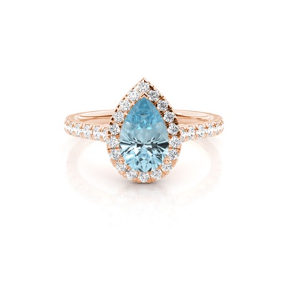 Prong Setting Aquamarine Halo Engagement Ring