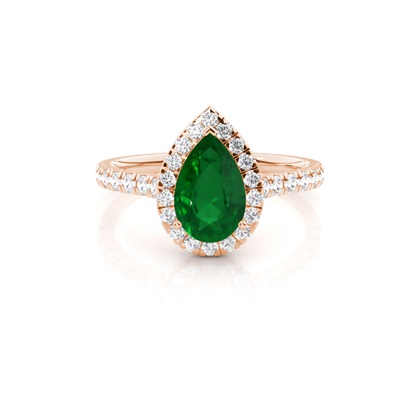 Prong Setting Emerald Halo Engagement Ring