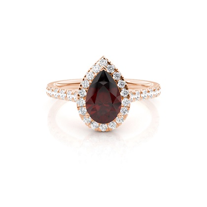 Prong Setting Garnet Halo Engagement Ring