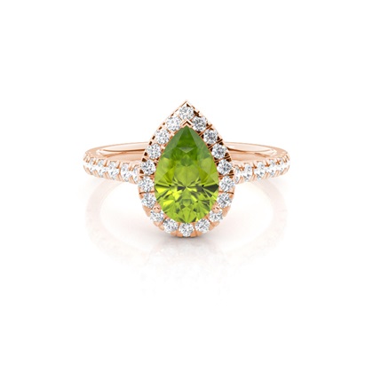 Prong Setting Peridot Halo Engagement Ring