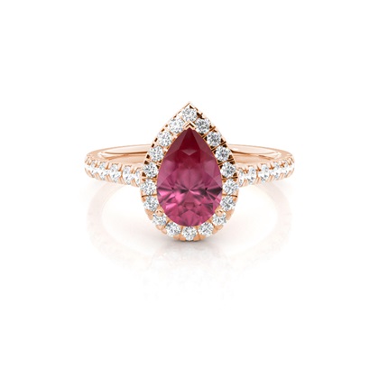 Prong Setting Pink Tourmaline Halo Engagement Ring