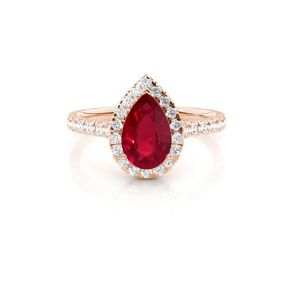 Prong Setting Ruby Halo Engagement Ring