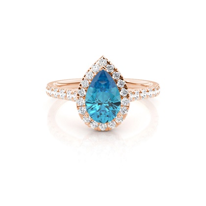 Prong Setting Topaz Halo Engagement Ring