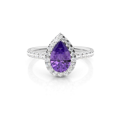 Prong Setting Amethyst Halo Engagement Ring