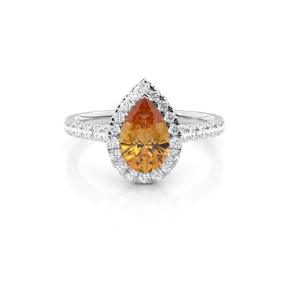 Prong Setting Citrine Halo Engagement Ring
