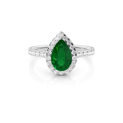 Prong Setting Emerald Halo Engagement Ring