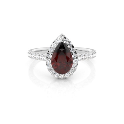 Prong Setting Garnet Halo Engagement Ring
