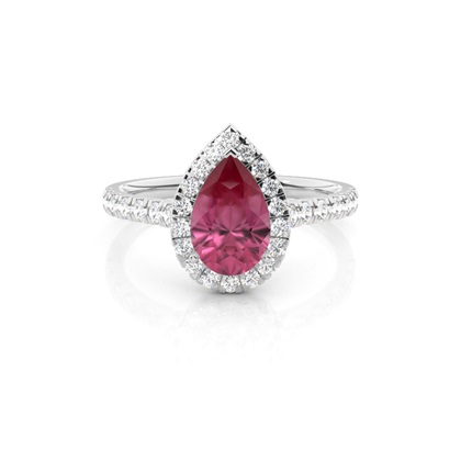 Prong Setting Pink Tourmaline Halo Engagement Ring