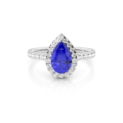 Prong Setting Tanzanite Halo Engagement Ring