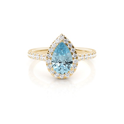 Prong Setting Aquamarine Halo Engagement Ring