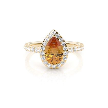 Prong Setting Citrine Halo Engagement Ring