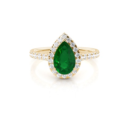Prong Setting Emerald Halo Engagement Ring