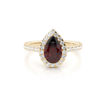 Prong Setting Garnet Halo Engagement Ring