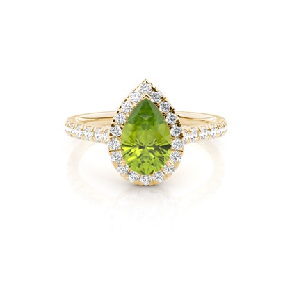 Prong Setting Peridot Halo Engagement Ring