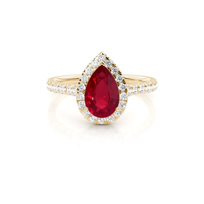 Prong Setting Ruby Halo Engagement Ring
