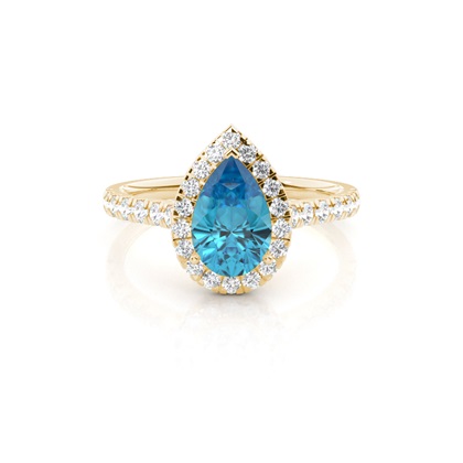 Prong Setting Topaz Halo Engagement Ring