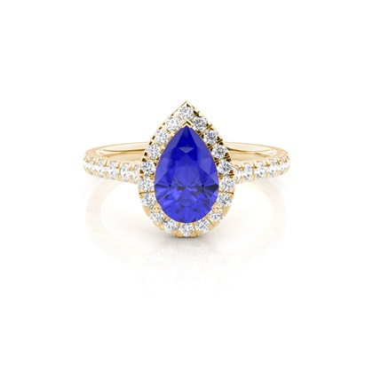 Prong Setting Tanzanite Halo Engagement Ring