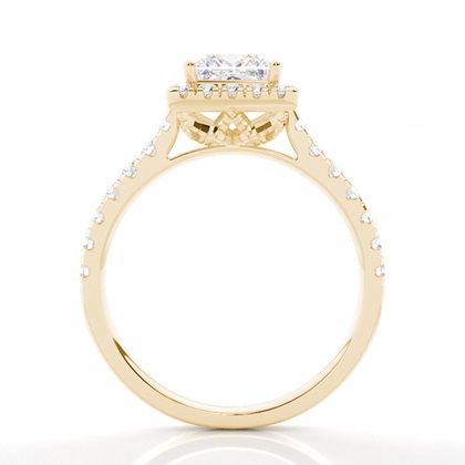 Zinkeneinstellung Seitenstein Halo Verlobungsring