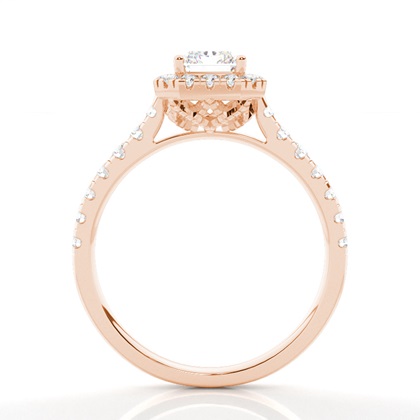 Zinkeneinstellung Seitenstein Halo Verlobungsring