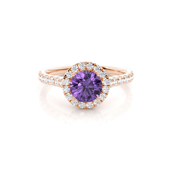 Prong Setting Amethyst Halo Engagement Ring