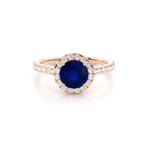 Prong Setting Blue Saphire Halo Engagement Ring