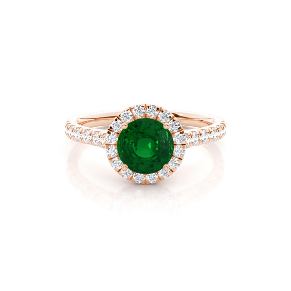 Prong Setting Emerald Halo Engagement Ring
