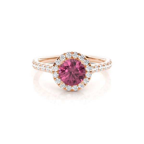 Prong Setting Pink Tourmaline Halo Engagement Ring