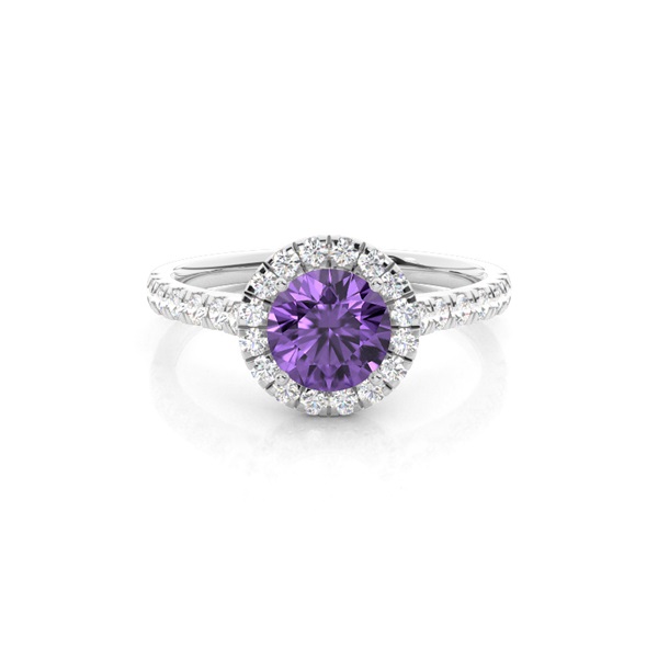 Prong Setting Amethyst Halo Engagement Ring