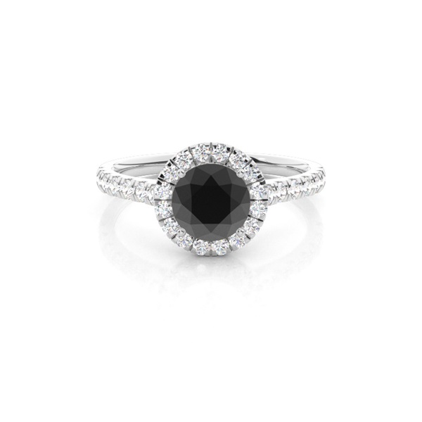 Round Black Diamond Halo Engagement Ring
