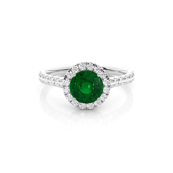 Prong Setting Emerald Halo Engagement Ring
